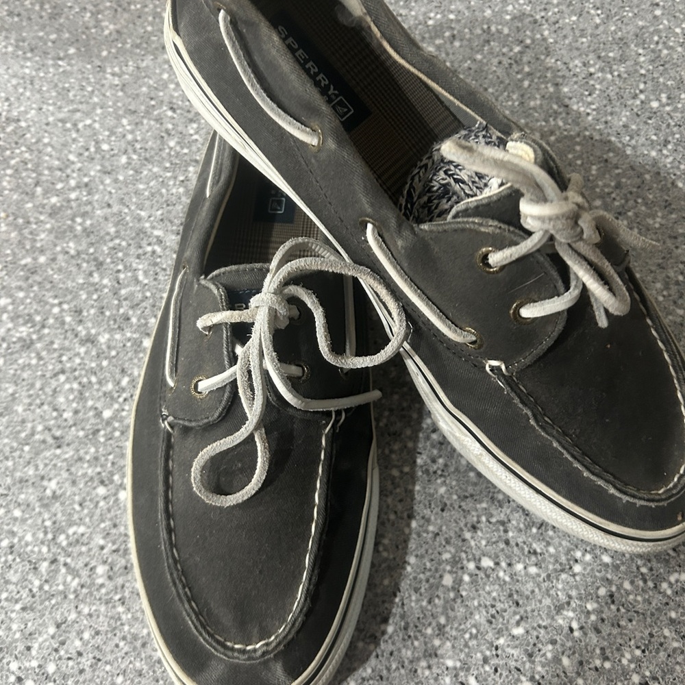 Sperry Men's Charcoal Salt Washed Boat Shoes  Size 12M